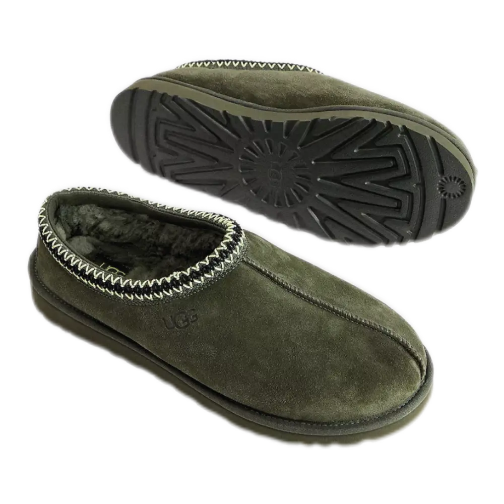 Tasman Slippers – Woodland Green Suede with Sheepskin Lining