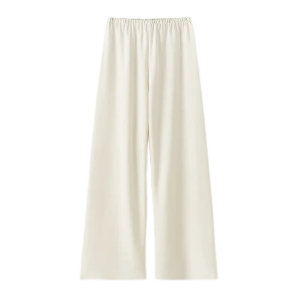 Almada Bea Crepe Pants – High-Rise Wide-Leg in Cream