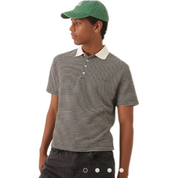 Boxy Polo Shirt – Cream & Black with Chest Stripes