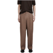 Linen Pants with Elastic Waist & Straight Leg