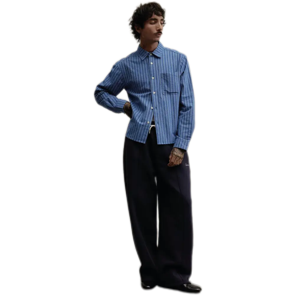 Loom Blue Stripe Shirt – Tailored Fit with Chest Pocket