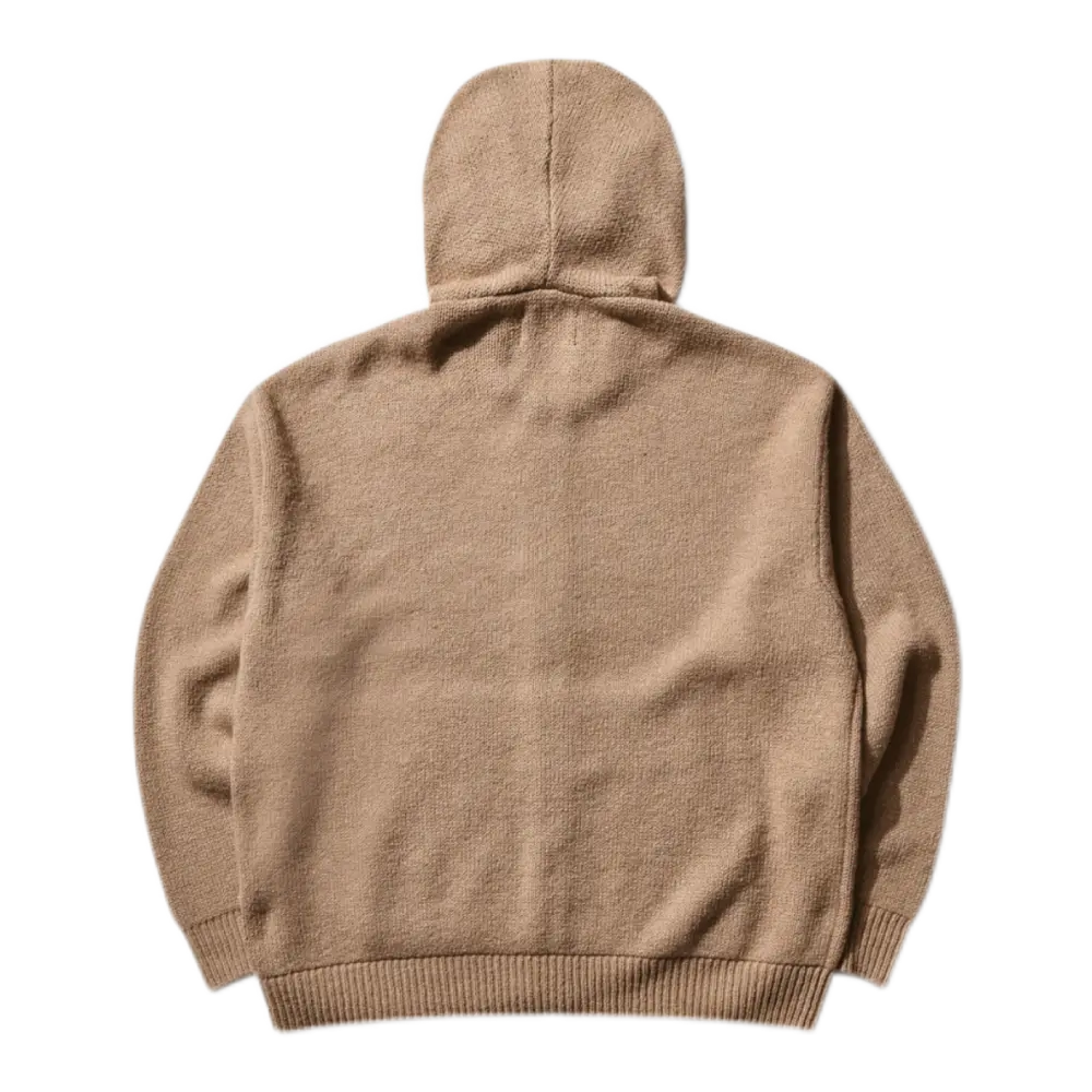 Hooded Zip Sweater – Camel Merino Wool Blend