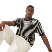 Boxy T-Shirt – Black & White Striped, Relaxed Fit