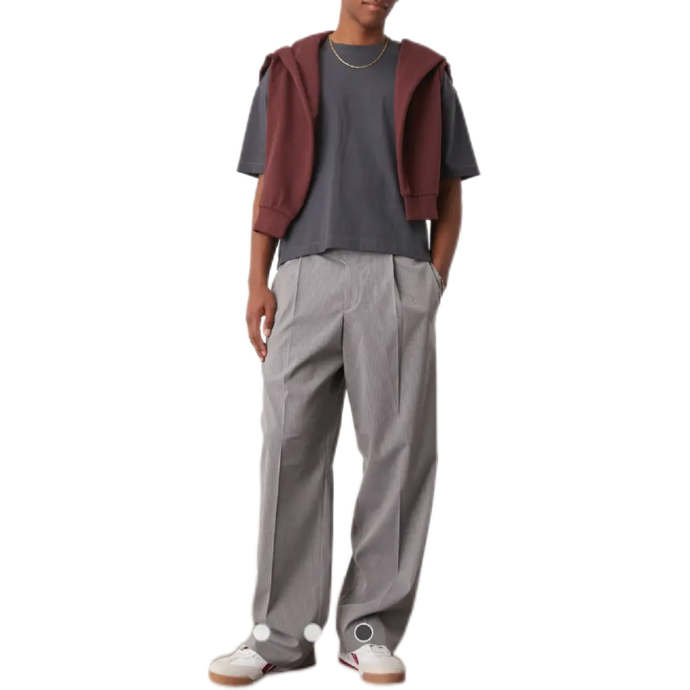 Grey Polka Dot Wide Leg Trousers – Elastic Waist