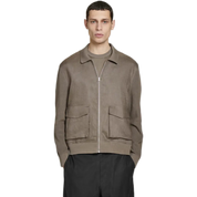 Knitted-Panel Linen Jacket