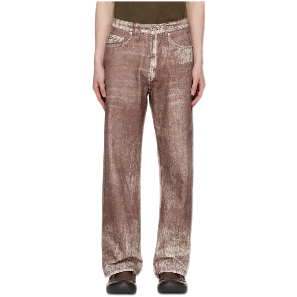 Brown Paint Print Jeans in Organic Cotton