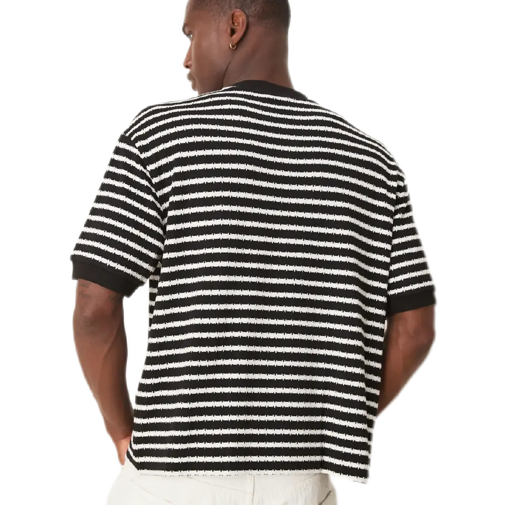 Boxy T-Shirt – Black & White Striped, Relaxed Fit