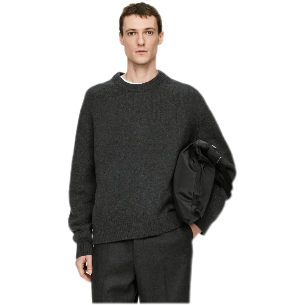 Chunky Wool Blend Jumper - Black Melange