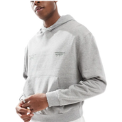 Oversized Boxy Hoodie with Print in Grey Marl