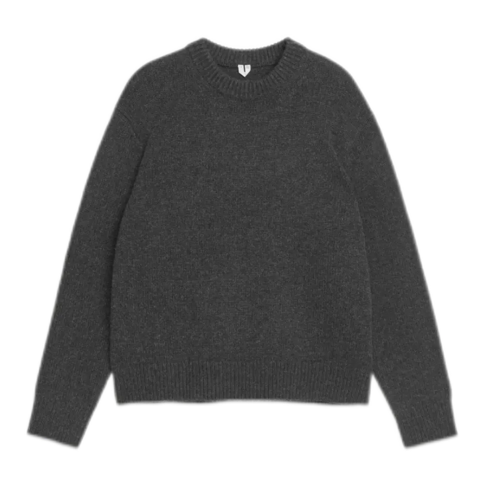 Chunky Wool Blend Jumper - Black Melange