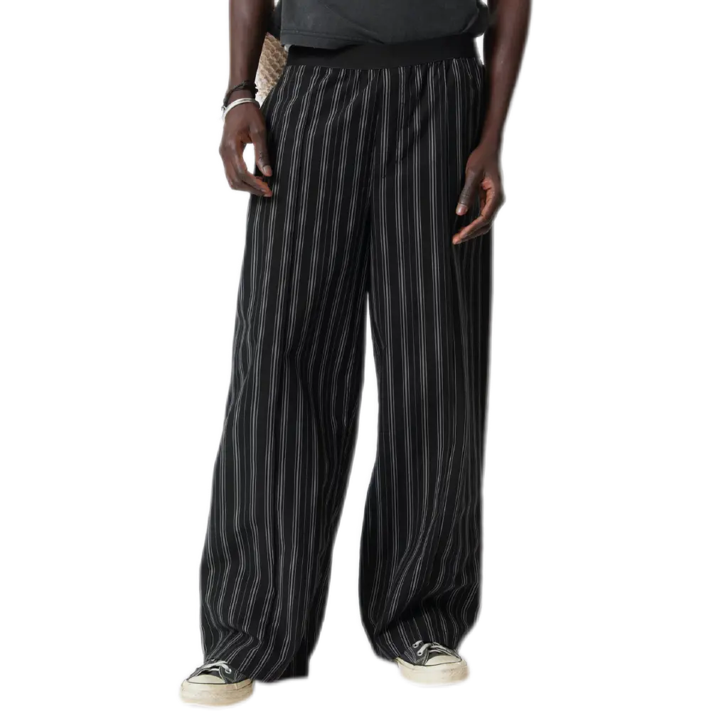 Striped Loose Cotton Pajama Trousers – Relaxed Fit