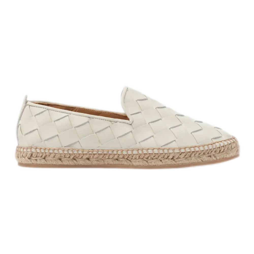 Martina Espadrilles – Off White Intrecciata Leather Slip-Ons