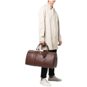 Boston Large Pebbled Leather Holdall Bag – Tobacco Brown