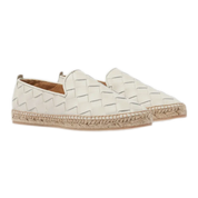 Martina Espadrilles – Off White Intrecciata Leather Slip-Ons