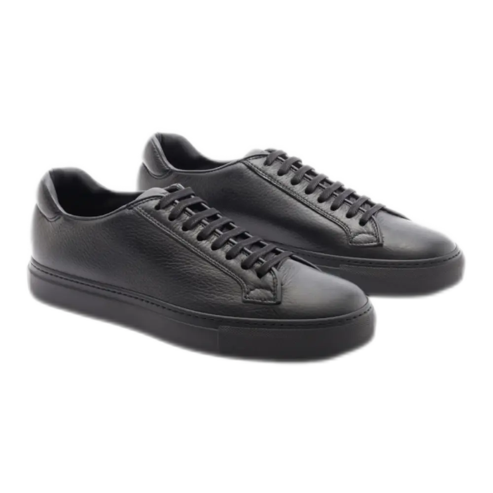 Ugo Sneakers – Intense Black Deerskin Leather Low-Tops
