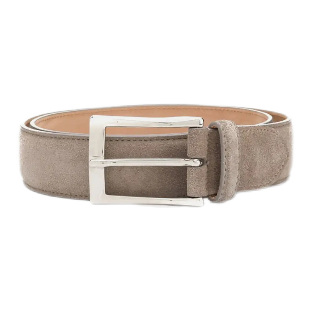 Classic Grey Belt – Taupe Suede Leather with Silver Buckle