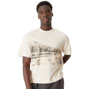 Short Sleeve Back Print Graphic T-Shirt in Beige