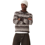 CREAM AND BROWN PATTERNED KNIT SWEATER - SELECTED HOMME