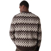 CREAM AND BROWN PATTERNED KNIT SWEATER - SELECTED HOMME