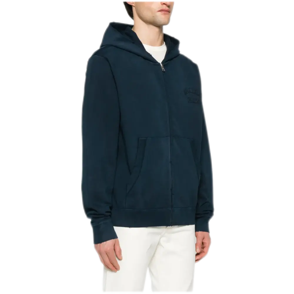 Logo-Patch Zip Hoodie – Navy Blue