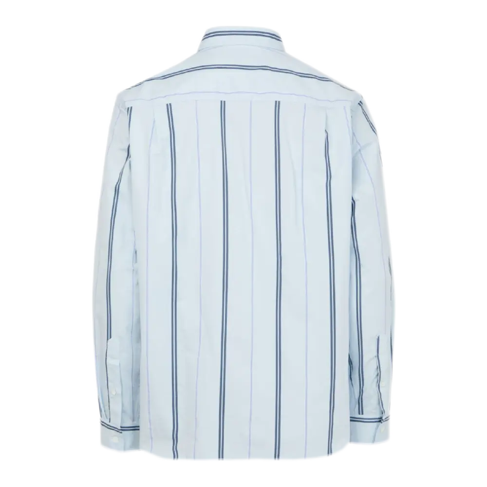 Relaxed Shirt – Striped Cotton Blend in Blue