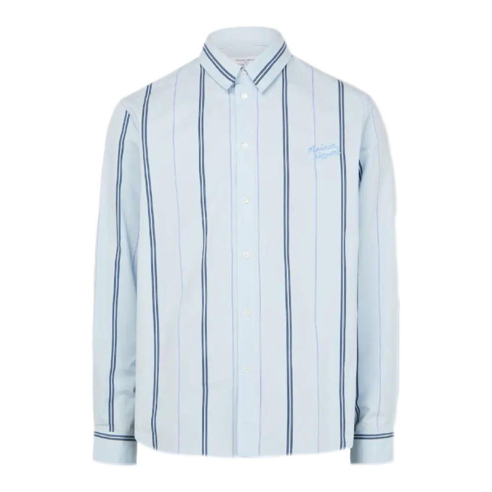 Relaxed Shirt – Striped Cotton Blend in Blue