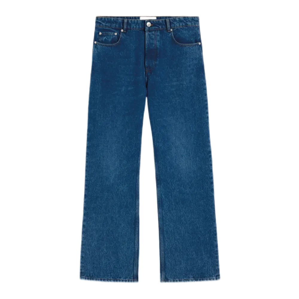 Logo Patch Loose Fit Jeans Blue Denim
