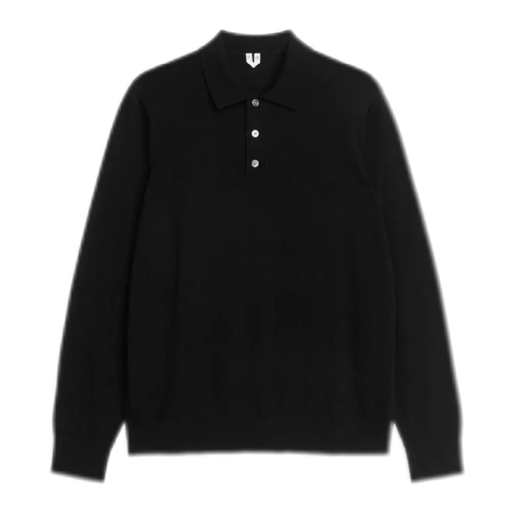 Merino Polo Jumper - Black