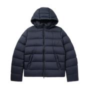 Quilted Shell Hooded Down Jacket - Navy