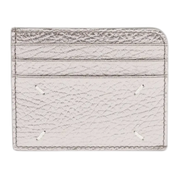 Four Stitches Leather Card Holder - Silver-Tone