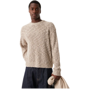 Oversized Textured Knit Crew Neck Jumper in Cream