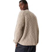 Oversized Textured Knit Crew Neck Jumper in Cream