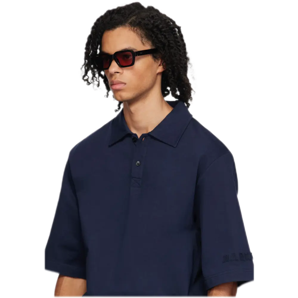 Caro Sunglasses in Black Acetate – Red Lenses
