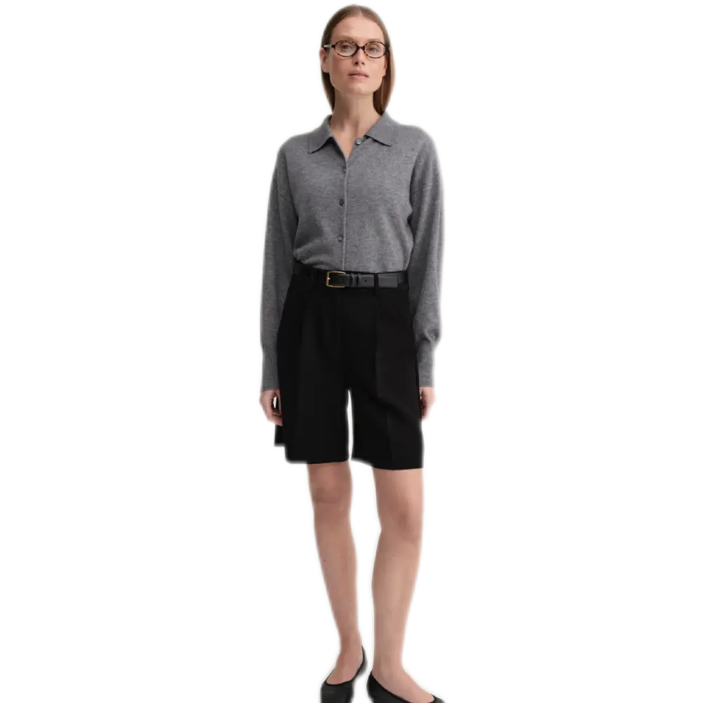 Almada Fern Collar Cardigan – Cashmere Wool Knit, Grey