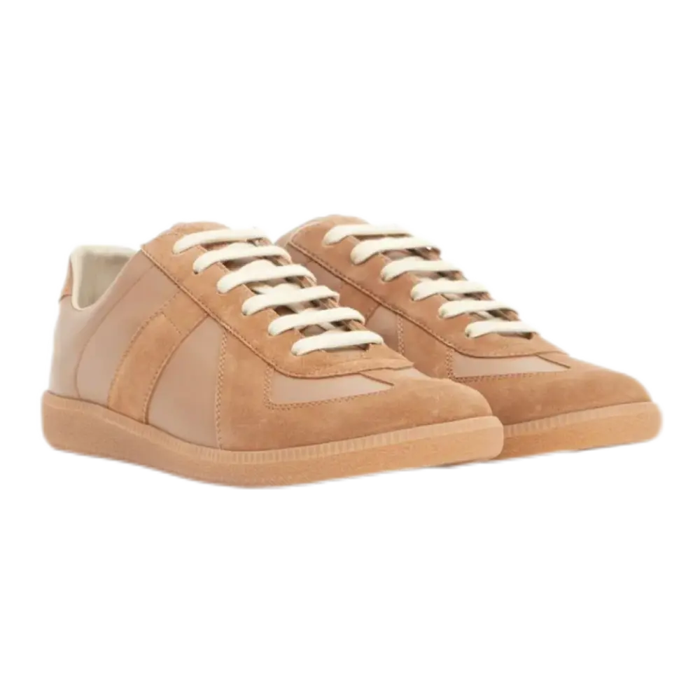Replica Low-Top Leather Sneakers – Beige