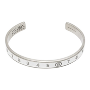 Numeric Bracelet – Brushed Silver & White Enamel