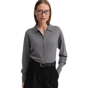 Almada Fern Collar Cardigan – Cashmere Wool Knit, Grey