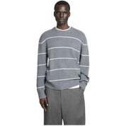 Striped Wool and Yak-Blend Jumper in Dusty Grey