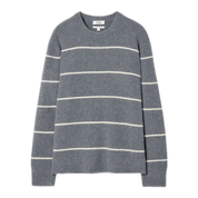 Striped Wool and Yak-Blend Jumper in Dusty Grey