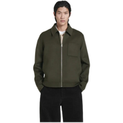 Double-Faced Wool Harrington Jacket in Khaki