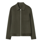 Double-Faced Wool Harrington Jacket in Khaki