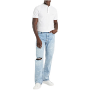 Boxy Bleached Distressed Denim
