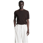 Slim Silk Knitted Tshirt - Dark Brown