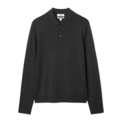 Slim Merino Wool Polo Shirt - Black
