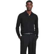 Slim Merino Wool Polo Shirt - Black