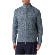 Regent Cashmere Zip-Up Sweater – Cable Knit in Blue