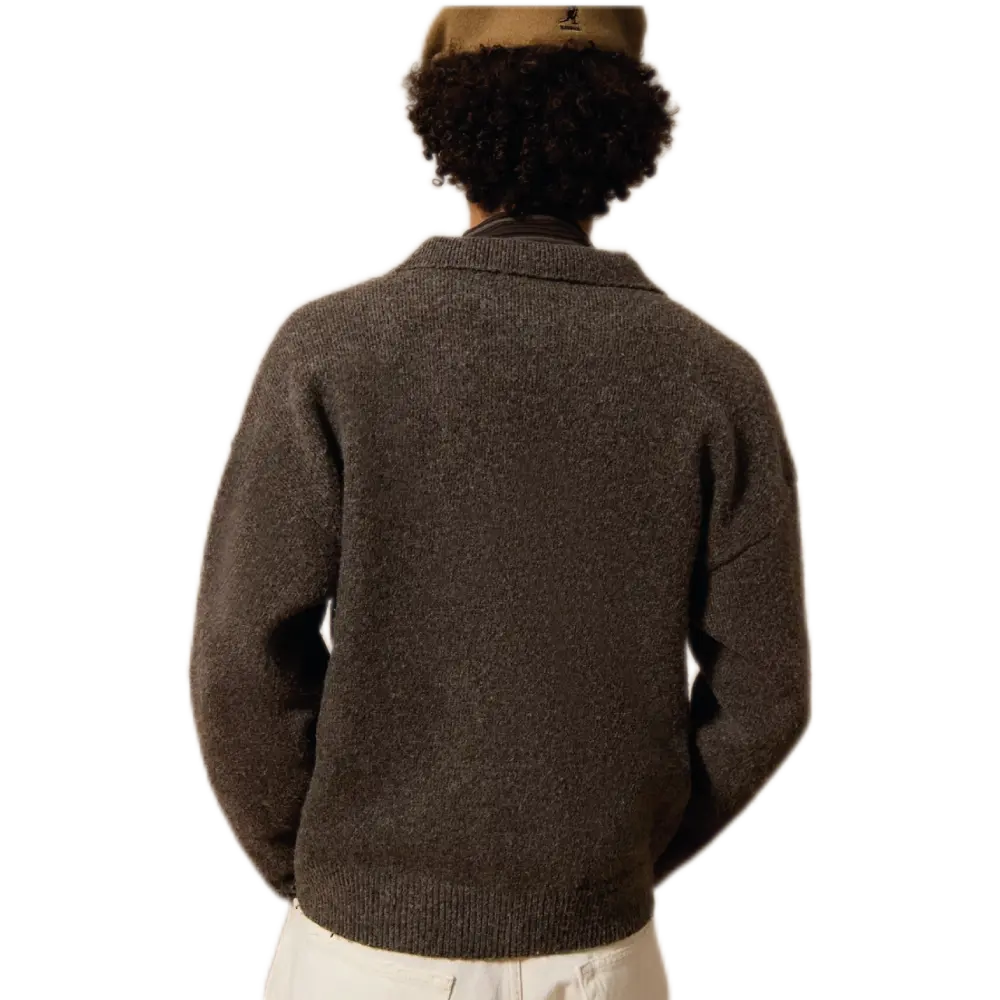 Loom Brown Button-Through Collared Cardigan – Knit Casual Layer