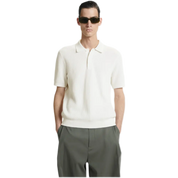 Textured Knitted Polo Shirt - White