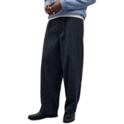 Black Greer Pinstripe Trousers – Tailored Relaxed-Fit Pants