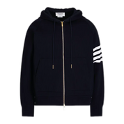 Striped Waffle-Knit Cotton Zip-Up Hoodie